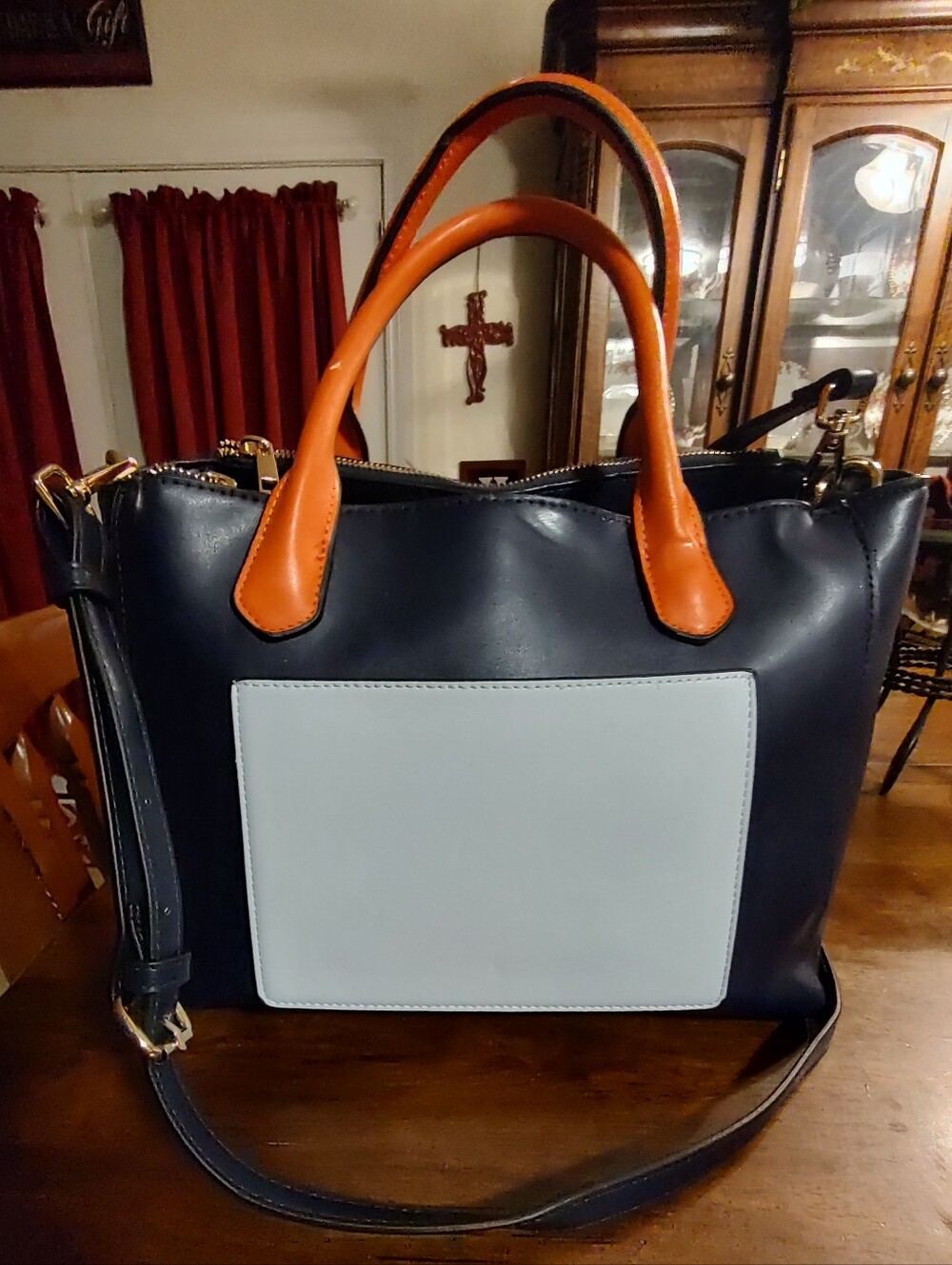 a new day Navy, White and Orange Colorblock Shoulder Bag
